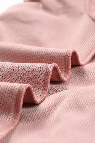 Pink Solid Ribbed Knit Round Neck Pullover Sweatshirt, A Blissfully Beautiful Boutique - A Blissfully Beautiful Boutique