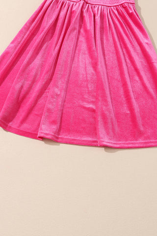 Rose Frilled Neck Smocked Bodice Velvet Dress, A Blissfully Beautiful Boutique - A Blissfully Beautiful Boutique
