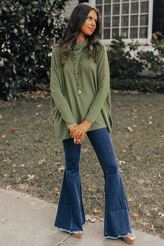 Jungle Green Cowl Neck Shift Tunic Top, A Blissfully Beautiful Boutique - A Blissfully Beautiful Boutique