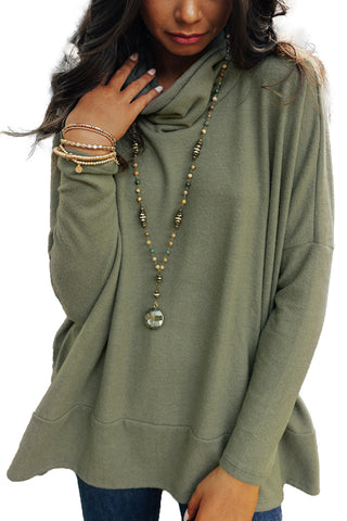 Jungle Green Cowl Neck Shift Tunic Top, A Blissfully Beautiful Boutique - A Blissfully Beautiful Boutique