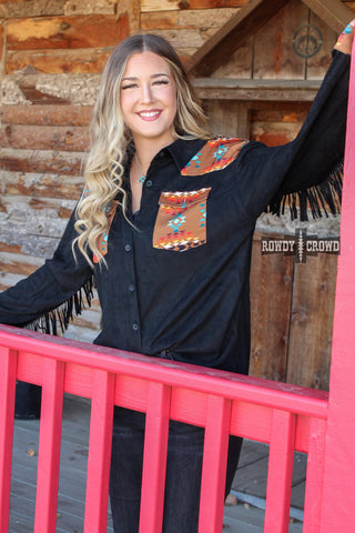 Flatland Fringe Button Up, Rowdy Crowd Clothing - A Blissfully Beautiful Boutique