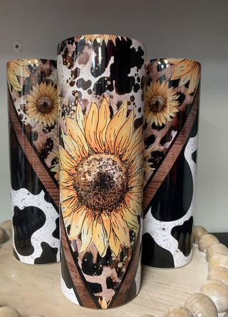 Sunflower Cow Tumbler, Southern Chic Wholesale - A Blissfully Beautiful Boutique
