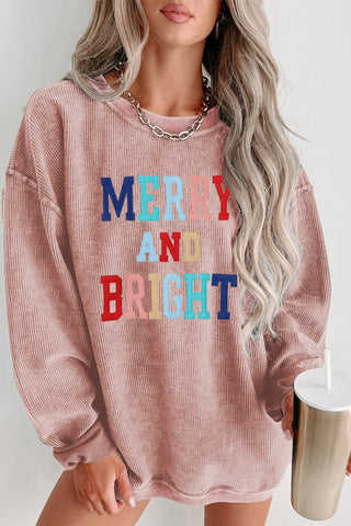 MERRY AND BRIGHT Graphic Sweatshirt, Trendsi - A Blissfully Beautiful Boutique