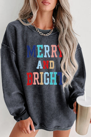 MERRY AND BRIGHT Graphic Sweatshirt, Trendsi - A Blissfully Beautiful Boutique