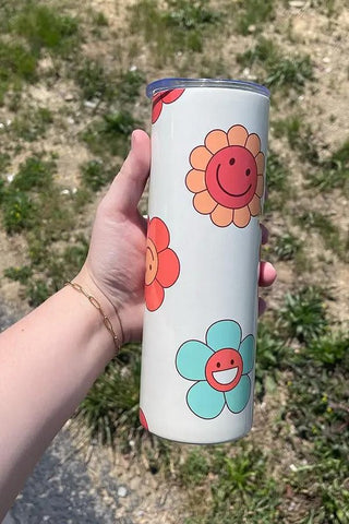 Retro Multi Color Daisy Tumbler, Southern Chic Wholesale - A Blissfully Beautiful Boutique