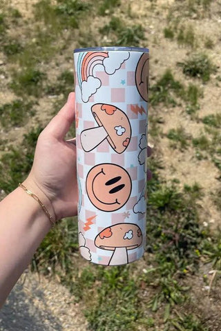 Smiley and Mushrooms Retro Tumbler, Southern Chic Wholesale - A Blissfully Beautiful Boutique