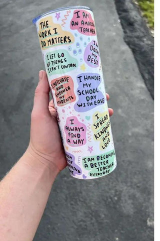 Teacher Daily Affirmation Tumbler, Southern Chic Wholesale - A Blissfully Beautiful Boutique