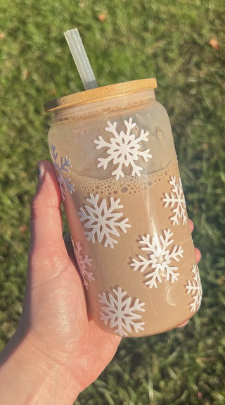 Snowflake Glass Can, Southern Chic Wholesale - A Blissfully Beautiful Boutique