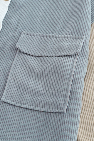 White Color Block Button Shirt with Pocket, A Blissfully Beautiful Boutique - A Blissfully Beautiful Boutique