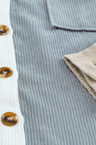 White Color Block Button Shirt with Pocket, A Blissfully Beautiful Boutique - A Blissfully Beautiful Boutique