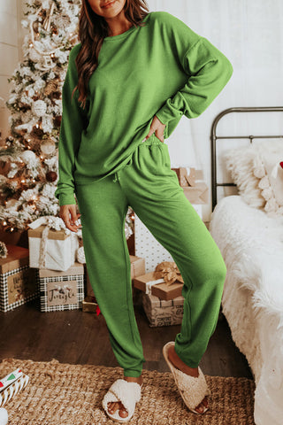 Spinach Green Long Sleeve Pullover and Jogger Pants Lounge Set, A Blissfully Beautiful Boutique - A Blissfully Beautiful Boutique