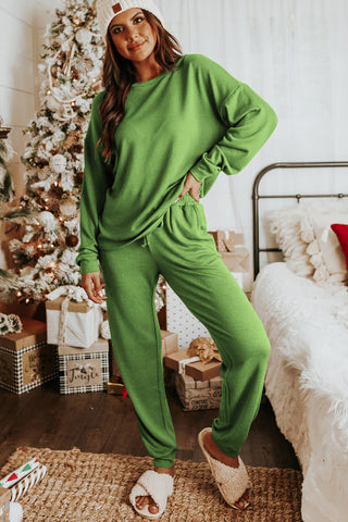 Spinach Green Long Sleeve Pullover and Jogger Pants Lounge Set, A Blissfully Beautiful Boutique - A Blissfully Beautiful Boutique