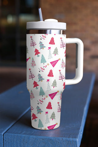 White Cartoon Christmas Tree Printed Thermos Cup, A Blissfully Beautiful Boutique - A Blissfully Beautiful Boutique