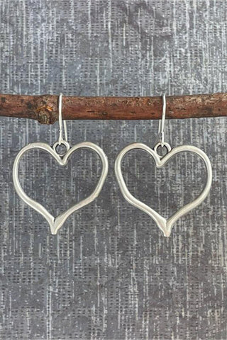 Silvery Heart Shape Hook Drop Earrings, A Blissfully Beautiful Boutique - A Blissfully Beautiful Boutique