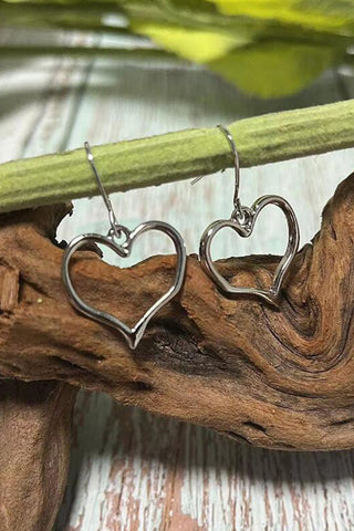 Silvery Heart Shape Hook Drop Earrings, A Blissfully Beautiful Boutique - A Blissfully Beautiful Boutique