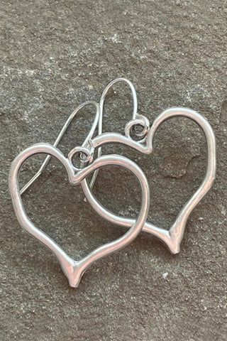 Silvery Heart Shape Hook Drop Earrings, A Blissfully Beautiful Boutique - A Blissfully Beautiful Boutique