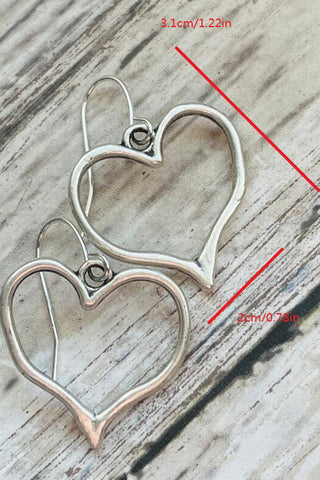 Silvery Heart Shape Hook Drop Earrings, A Blissfully Beautiful Boutique - A Blissfully Beautiful Boutique