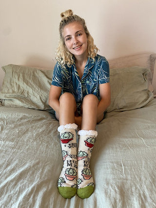 Love Sucks - Women's Cozy Sherpa Slippers Socks, Oooh Yeah Socks - A Blissfully Beautiful Boutique