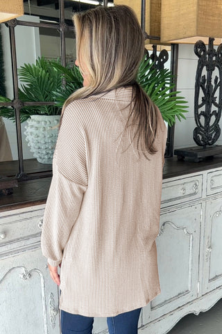 Parchment Sequin Patch Chest Pocket Corded Shacket, A Blissfully Beautiful Boutique - A Blissfully Beautiful Boutique