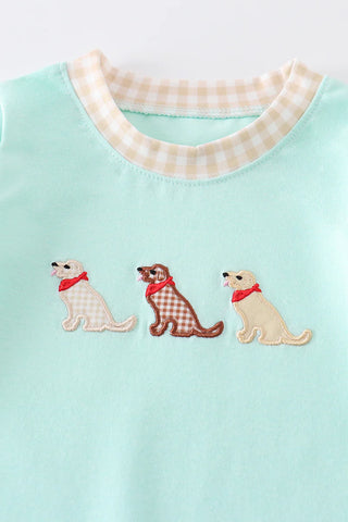 Mint dog applique boy romper, A Blissfully Beautiful Boutique - A Blissfully Beautiful Boutique