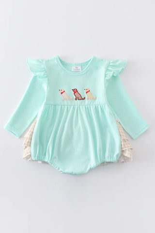 Mint dog applique girl bubble, A Blissfully Beautiful Boutique - A Blissfully Beautiful Boutique