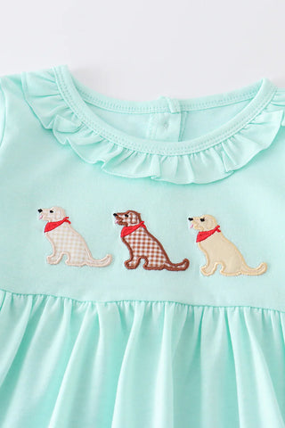 Mint dog applique girl set, A Blissfully Beautiful Boutique - A Blissfully Beautiful Boutique