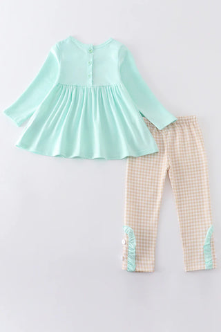 Mint dog applique girl set, A Blissfully Beautiful Boutique - A Blissfully Beautiful Boutique
