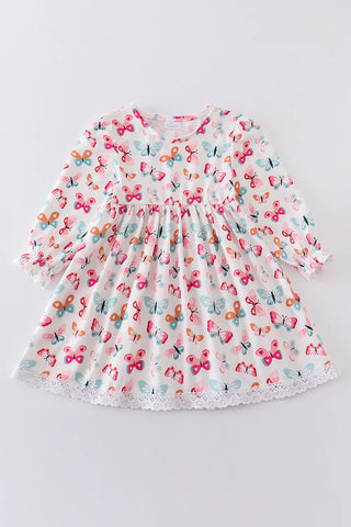 Butterfly print ruffle girl dress, A Blissfully Beautiful Boutique - A Blissfully Beautiful Boutique