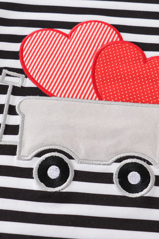 Black stripe heart applique bell sleeve dress, A Blissfully Beautiful Boutique - A Blissfully Beautiful Boutique