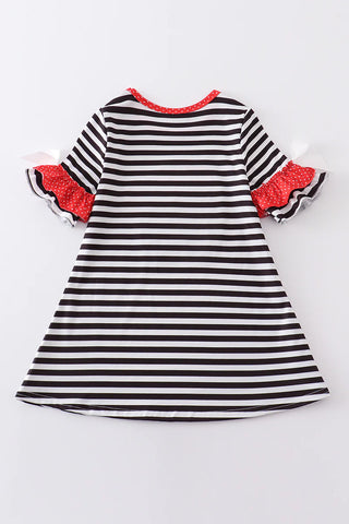 Black stripe heart applique bell sleeve dress, A Blissfully Beautiful Boutique - A Blissfully Beautiful Boutique