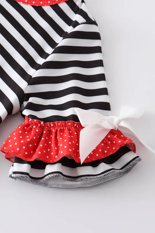 Black stripe heart applique bell sleeve dress, A Blissfully Beautiful Boutique - A Blissfully Beautiful Boutique