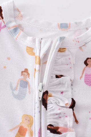 Mermaid print bamboo zipper baby romper, A Blissfully Beautiful Boutique - A Blissfully Beautiful Boutique