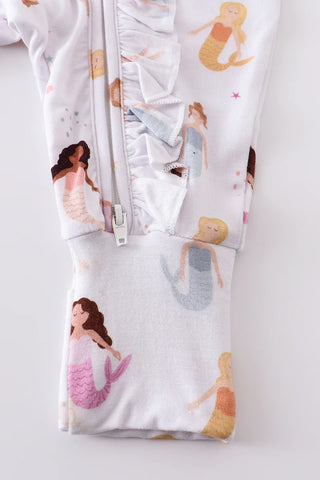 Mermaid print bamboo zipper baby romper, A Blissfully Beautiful Boutique - A Blissfully Beautiful Boutique