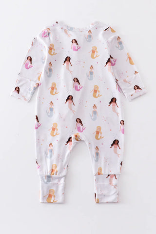 Mermaid print bamboo zipper baby romper, A Blissfully Beautiful Boutique - A Blissfully Beautiful Boutique