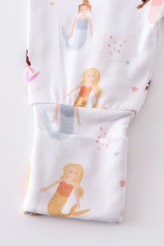 Mermaid print bamboo zipper baby romper, A Blissfully Beautiful Boutique - A Blissfully Beautiful Boutique