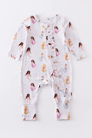 Mermaid print bamboo zipper baby romper, A Blissfully Beautiful Boutique - A Blissfully Beautiful Boutique