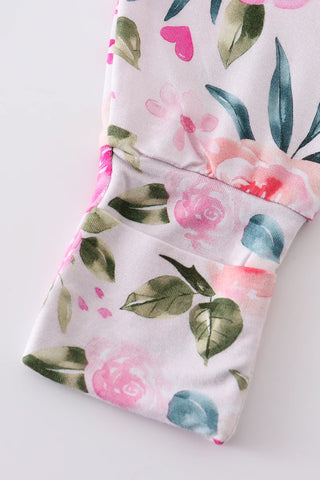 Pink floral print bamboo zipper baby romper, A Blissfully Beautiful Boutique - A Blissfully Beautiful Boutique