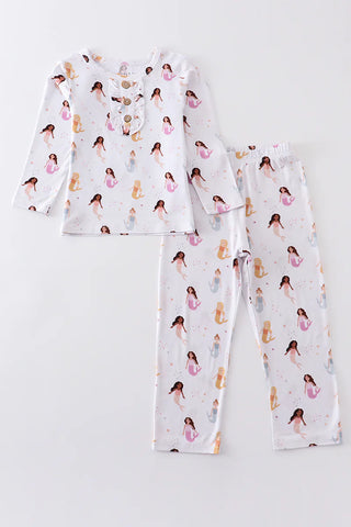 Mermaid print bamboo pajamas set, A Blissfully Beautiful Boutique - A Blissfully Beautiful Boutique