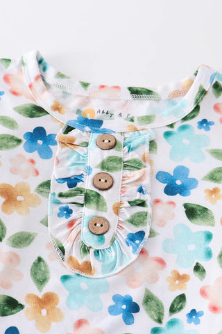 Blue floral print bamboo pajamas set, A Blissfully Beautiful Boutique - A Blissfully Beautiful Boutique