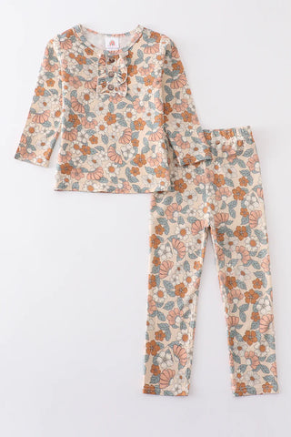 Retro floral print bamboo pajamas set, A Blissfully Beautiful Boutique - A Blissfully Beautiful Boutique