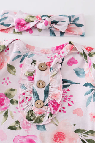 Pink floral print bamboo baby gown, A Blissfully Beautiful Boutique - A Blissfully Beautiful Boutique