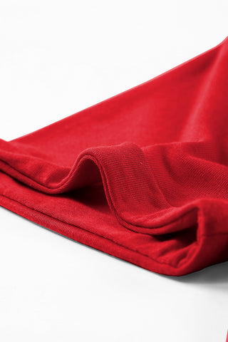 Red Casual Plain Crew Neck Tee, A Blissfully Beautiful Boutique - A Blissfully Beautiful Boutique