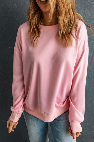 Pink Solid Classic Crewneck Pullover Sweatshirt, A Blissfully Beautiful Boutique - A Blissfully Beautiful Boutique