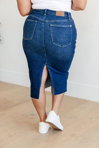 Marcy High Rise Denim Midi Skirt, Ave Shops - A Blissfully Beautiful Boutique