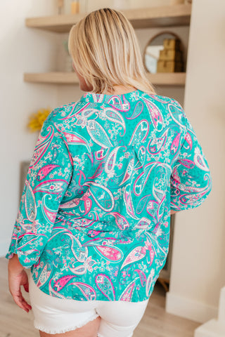 Lizzy Top in Aqua and Pink Paisley, Ave Shops - A Blissfully Beautiful Boutique