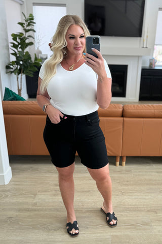 Ava High Rise Control Top Cuffed Shorts in Black, Ave Shops - A Blissfully Beautiful Boutique