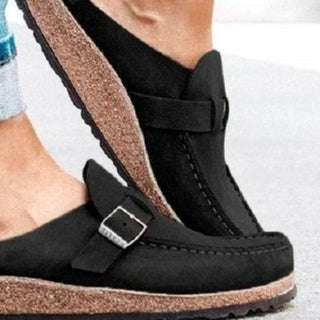 Round Toe Low Heel Buckle Sneakers, Trendsi - A Blissfully Beautiful Boutique