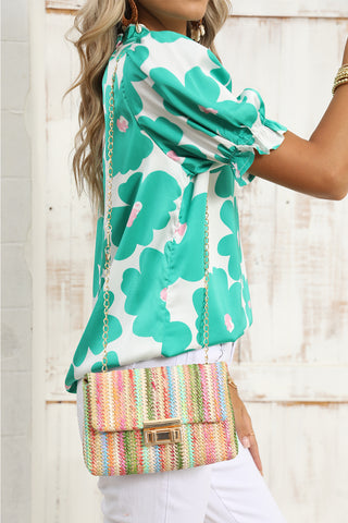 Strawberry Pink Bohemian Woven Gold Chain Shoulder Bag, A Blissfully Beautiful Boutique - A Blissfully Beautiful Boutique
