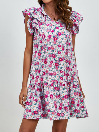 Tied Floral Cap Sleeve Mini Dress, Trendsi - A Blissfully Beautiful Boutique