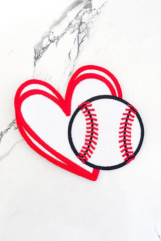 Baseball Heart Embroidered Patch, Nash Grey Wholesale - A Blissfully Beautiful Boutique